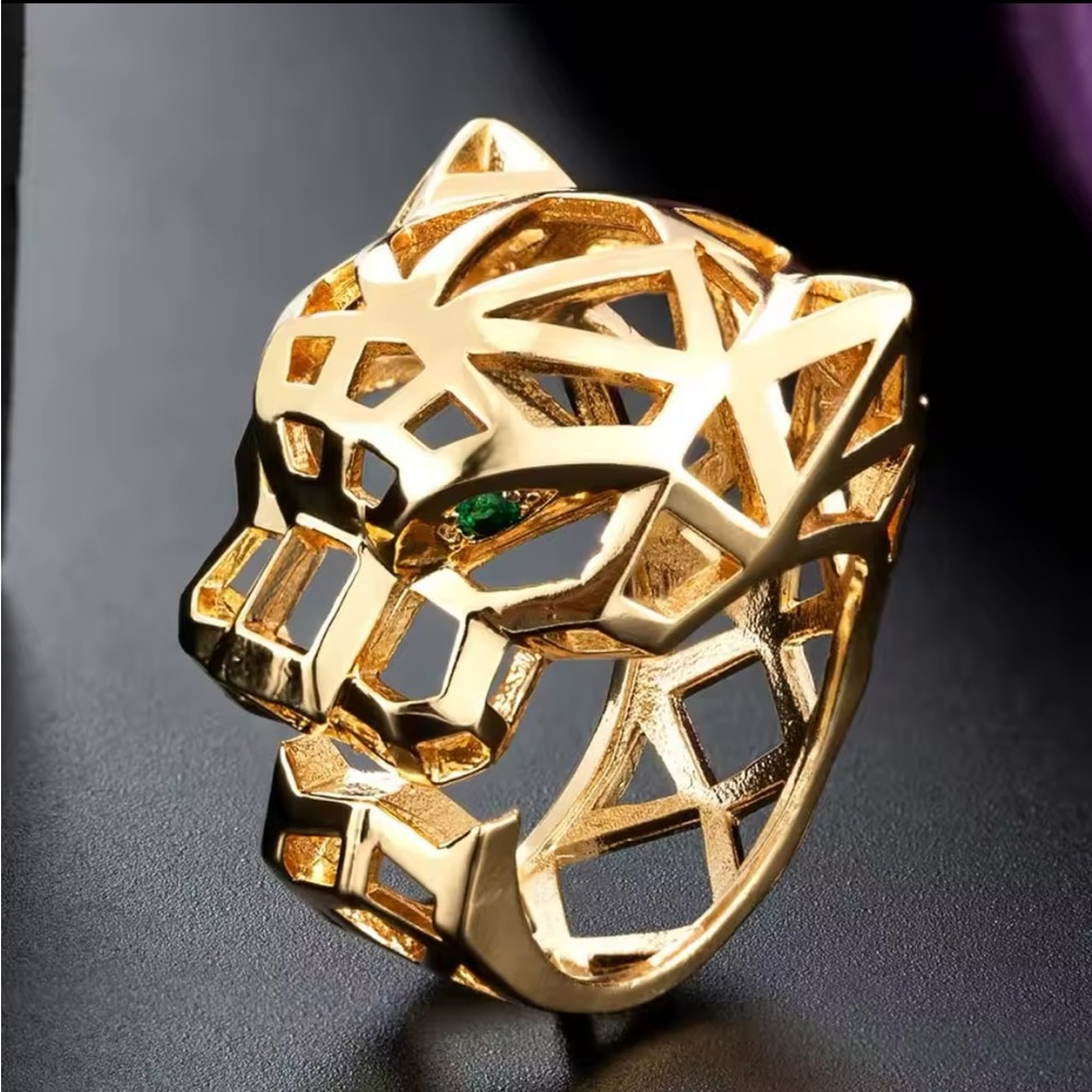 Adjustable - Gold Plated Leopard Ring 2025 Trendy.NWT